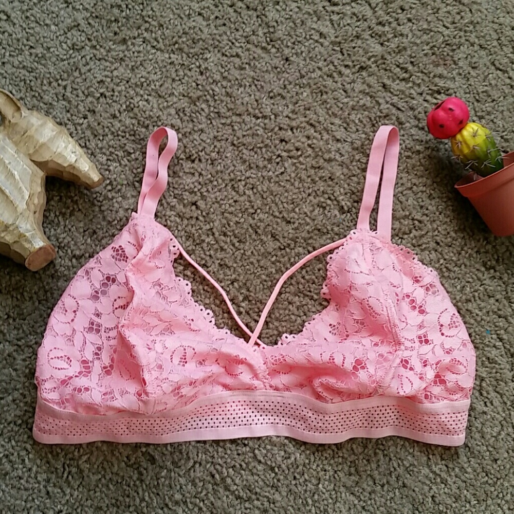 Xhileration pink triangle bralette
